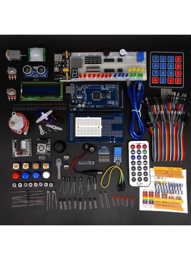 Arduino Complete Ultimate STEM Electronic Projects Starter Kit for Arduino with Mega2560, LCD1602, Servo, Stepper Motor, Sensors, Breadboard, Jumper Wire, Resistor, Capacitor, Transistor and Tutorial - Image 2