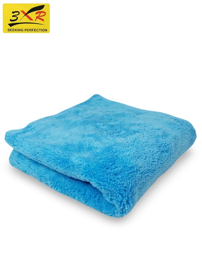 3 اكس ار منشفة تنظيف من الألياف الدقيقة 3XR مقاس 40×60 سم (550 جم/م2) - منشفة فائقة النعومة وعالية الامتصاص للاستخدام في السيارة والمطبخ والمنزل، سريعة الجفاف، خالية من الوبر والخدوش، منشفة تنظيف متعددة الأغراض - زرقاء - Image 2