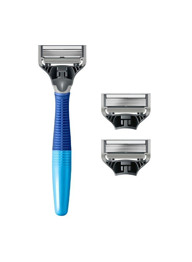 Harry's Shaving Kit for Men - Razor Handle and 3 Razor Blade Refill Cartridges - Ocean Blue - Image 2