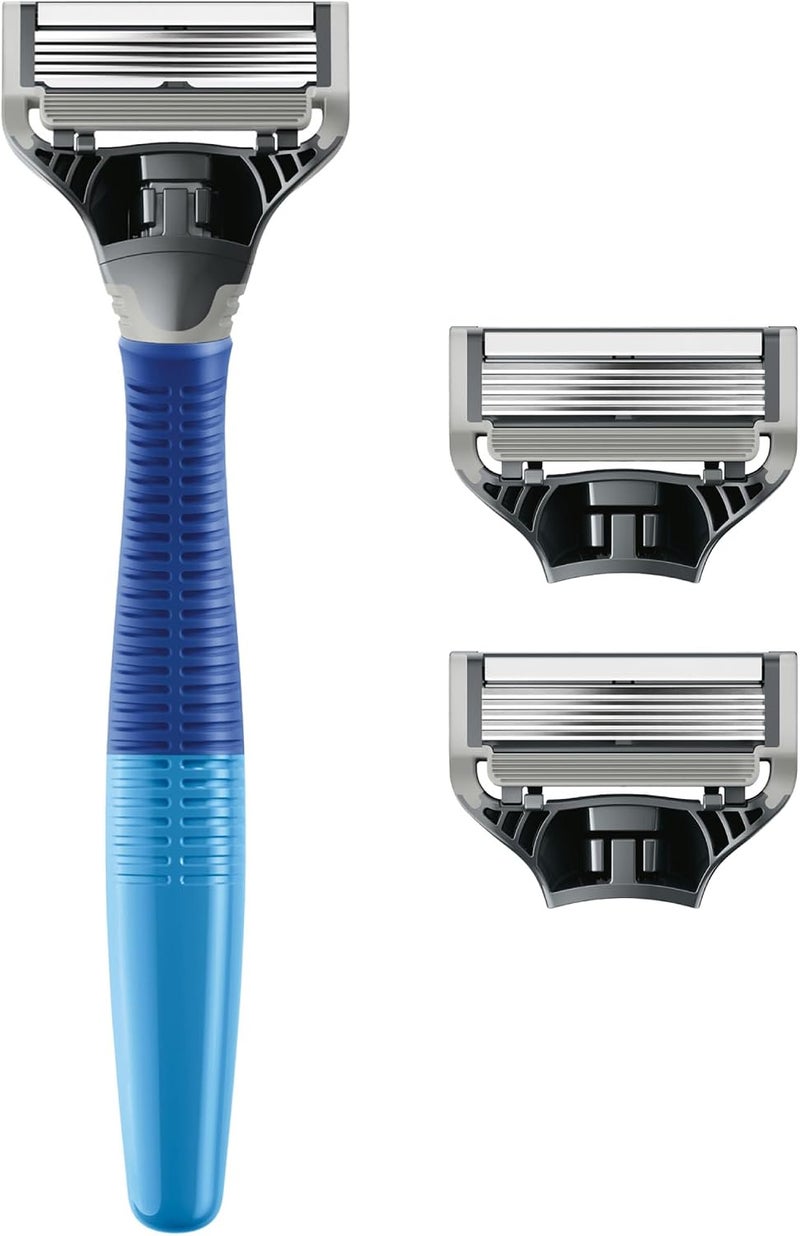 Harry's Shaving Kit for Men - Razor Handle and 3 Razor Blade Refill Cartridges - Ocean Blue - Image 2