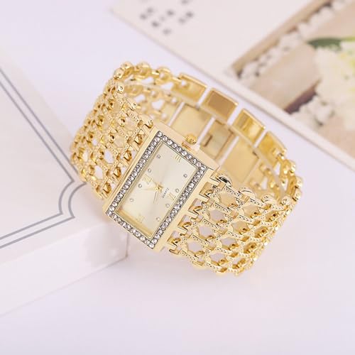 SENRUD Fashion Cuff Bracelet Watches for Women Luxury Rectangular Dial Analog Quartz Wrist Watch Gifts for Ladies (01 Gold) - Image 2