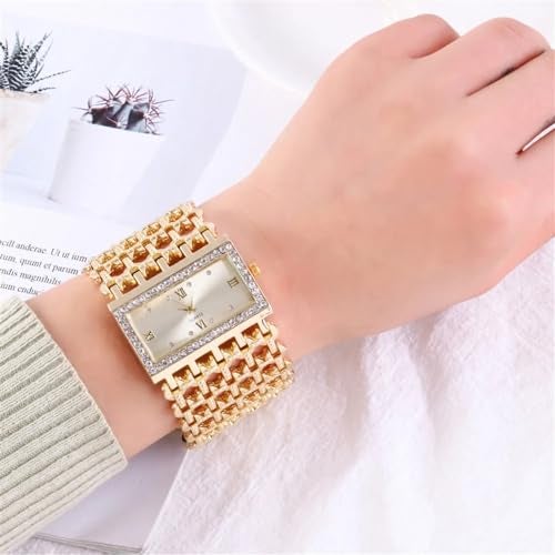 SENRUD Fashion Cuff Bracelet Watches for Women Luxury Rectangular Dial Analog Quartz Wrist Watch Gifts for Ladies (01 Gold) - Image 3