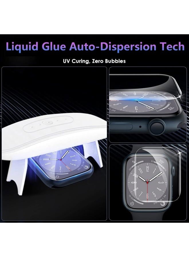 [2 Pack Tempered Glass Screen Protector for Apple Watch Series 9/ Series 8/7 41mm, [Auto-Dispersion Tech] Full Coverage Waterproof Bubble Free HD Clear Film for iWatch Series 9 Series 8/7 41mm