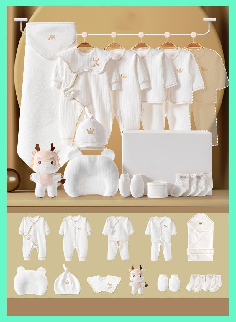 18PCS Newborn Baby Gift Set, Newborn Layette Gift Set for Boys and Girls, Babies Essential Clothes Accessories with Baby Blanket, 100% Premium Cotton, for Spring Summer Autumn Winter Four Seasons