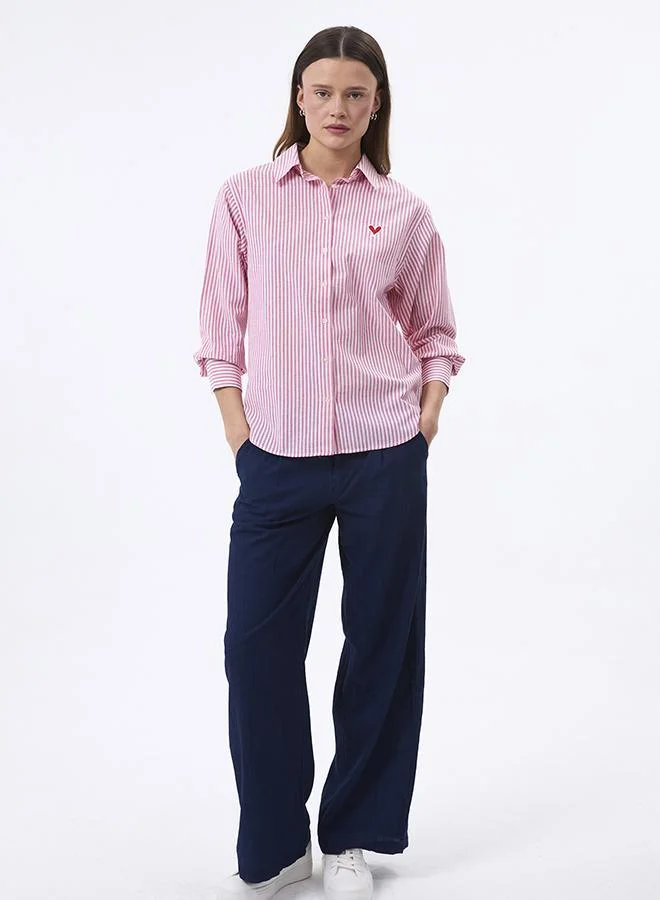 FELIX HARDY Pink Oversize Linen Blended Shirt for Women for Women | Best Price UAE