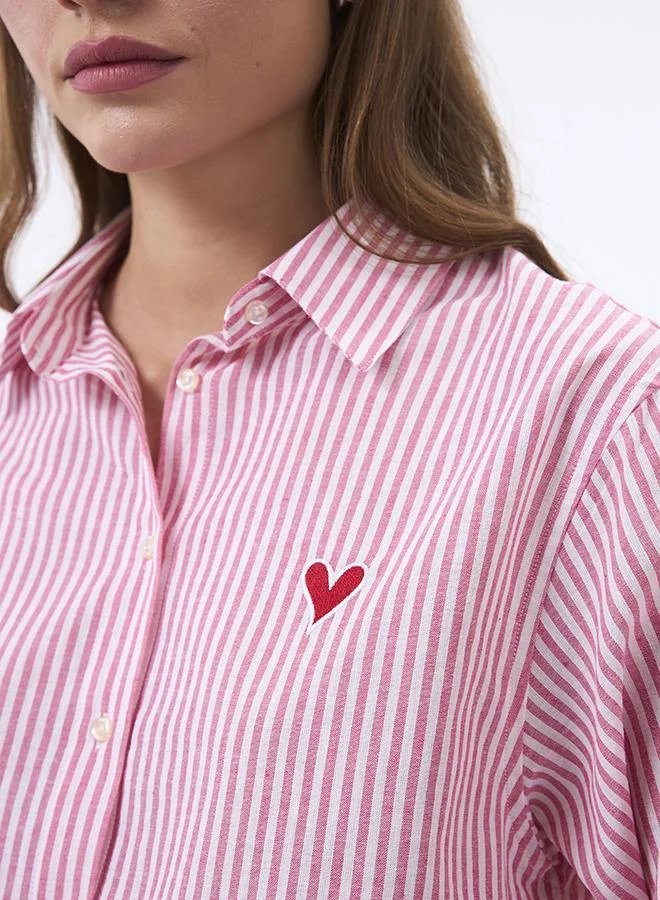 FELIX HARDY Pink Oversize Linen Blended Shirt for Women for Women | Best Price UAE