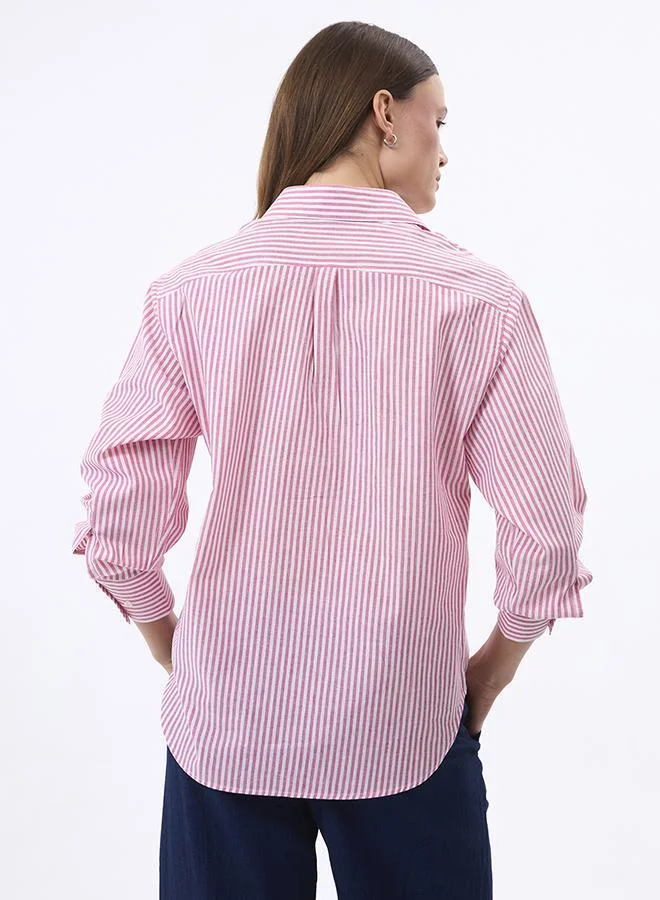 FELIX HARDY Pink Oversize Linen Blended Shirt for Women for Women | Best Price UAE