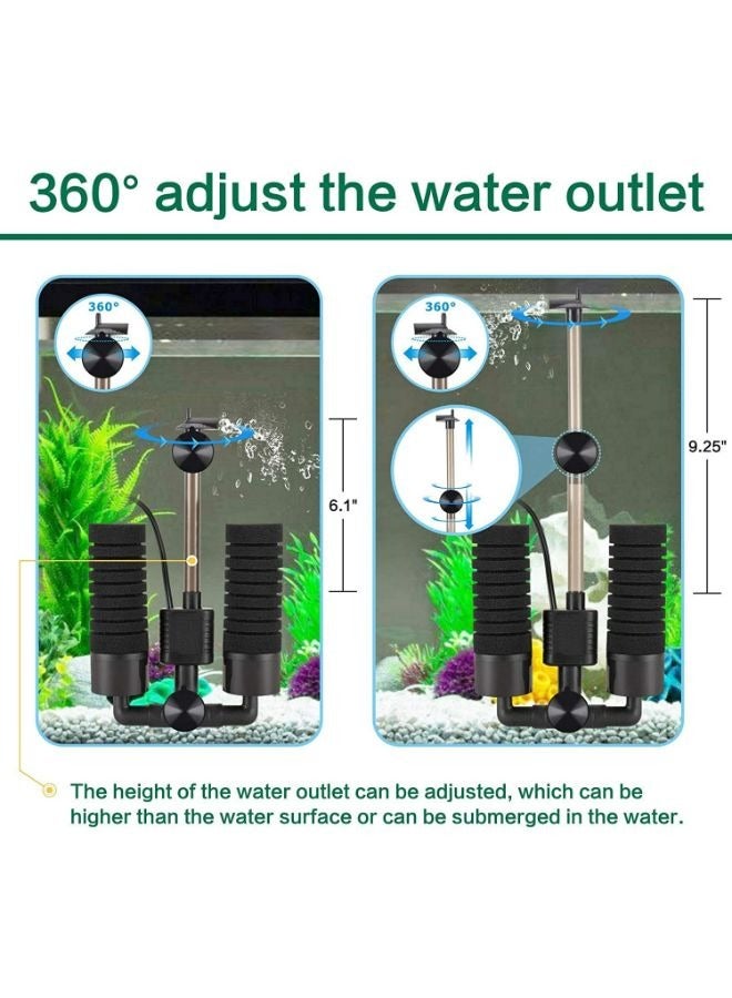 AQQA Aquarium Electric Power Sponge Filter,3W/5W Silence Submersible Foam Filter,Sponges Bio Ceramic Media Balls Double Filter for Saltwater Freshwater Fish Tank - Image 4