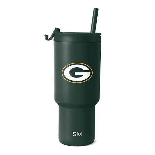 Simple Modern Officially Licensed NFL Green Bay Packers 30 oz Tumbler with Flip Lid and Straws Insulated Cup Stainless Steel Gifts for Men Women Trek Collection Green Bay Packers - Image 1