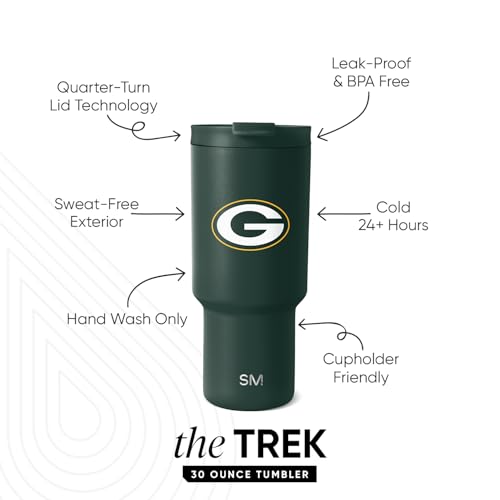 Simple Modern Officially Licensed NFL Green Bay Packers 30 oz Tumbler with Flip Lid and Straws Insulated Cup Stainless Steel Gifts for Men Women Trek Collection Green Bay Packers - Image 3