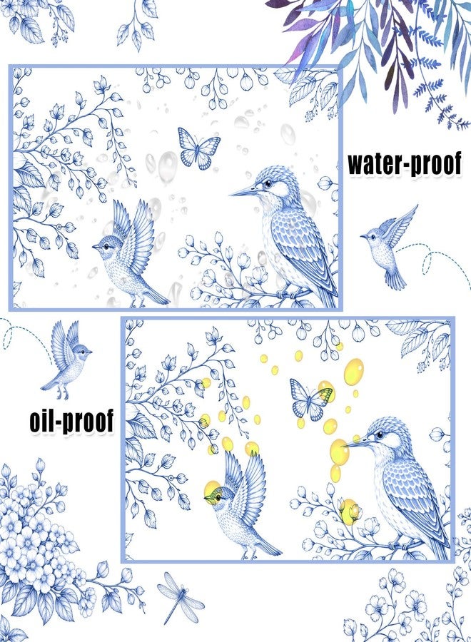 LOAVER 150 Pcs Blue Floral Wax Paper Sheets for Food,Chinoiserie Bird Greaseproof Wrapping Tissue Deli Parchment Baking Paper for Sandwich Cookies Picnic Liners Kicthen Supplies(8.66 x 9.84 Inch) - Image 4