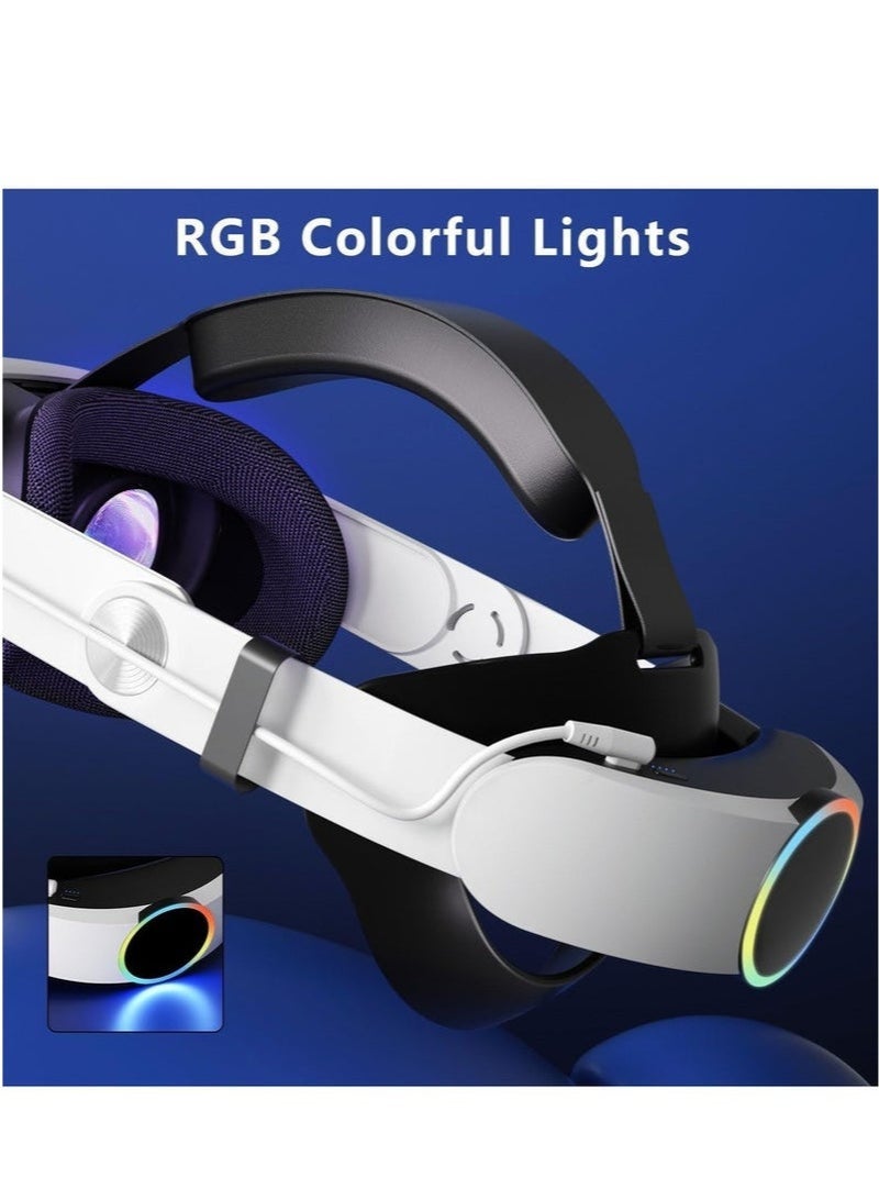Head Strap with Battery Compatible with Meta/Quest 3/Quest 3S, 10000mAh Fast Charging Battery Pack Extend 8H Playtime, RGB Light Adjustable Elite Strap Enhanced Support  Balance in VRth RGB Light, E - Image 3