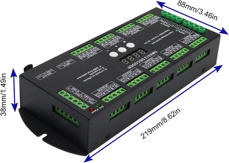 AKEPO 36CH DMX RGBW LED Digital Display Decoder, DMX512 Controller for RGBW LED Lights DC9-24V 2A/CH with 14 Built-in Effects(36 Channel with Display) - Image 3