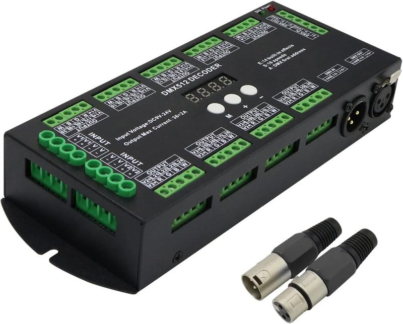 AKEPO 36CH DMX RGBW LED Digital Display Decoder, DMX512 Controller for RGBW LED Lights DC9-24V 2A/CH with 14 Built-in Effects(36 Channel with Display) - Image 1
