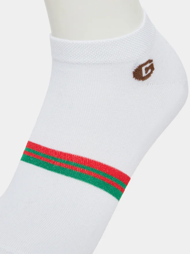ستايلي Styli Men White Ankle Socks with Striped Detail