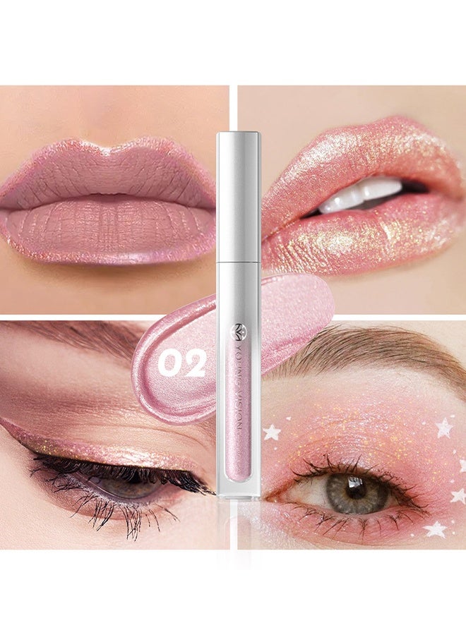 YOUNG VISION Lip Gloss, Long Lasting Waterproof Lip Gloss for Women, Non-Fading Fine Sparkle Metallic Lip Makeup,#02 - Image 2