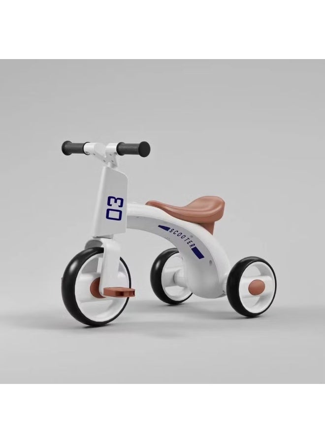 Children's Three Wheeled Tricycle with Wider Seat Anti-Skid Wheels and Music White - Image 1