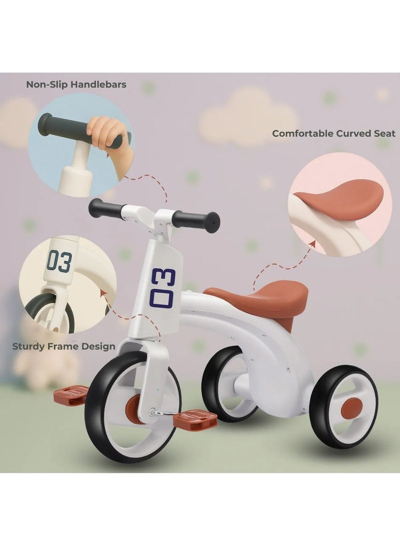 Children's Three Wheeled Tricycle with Wider Seat Anti-Skid Wheels and Music White - Image 3