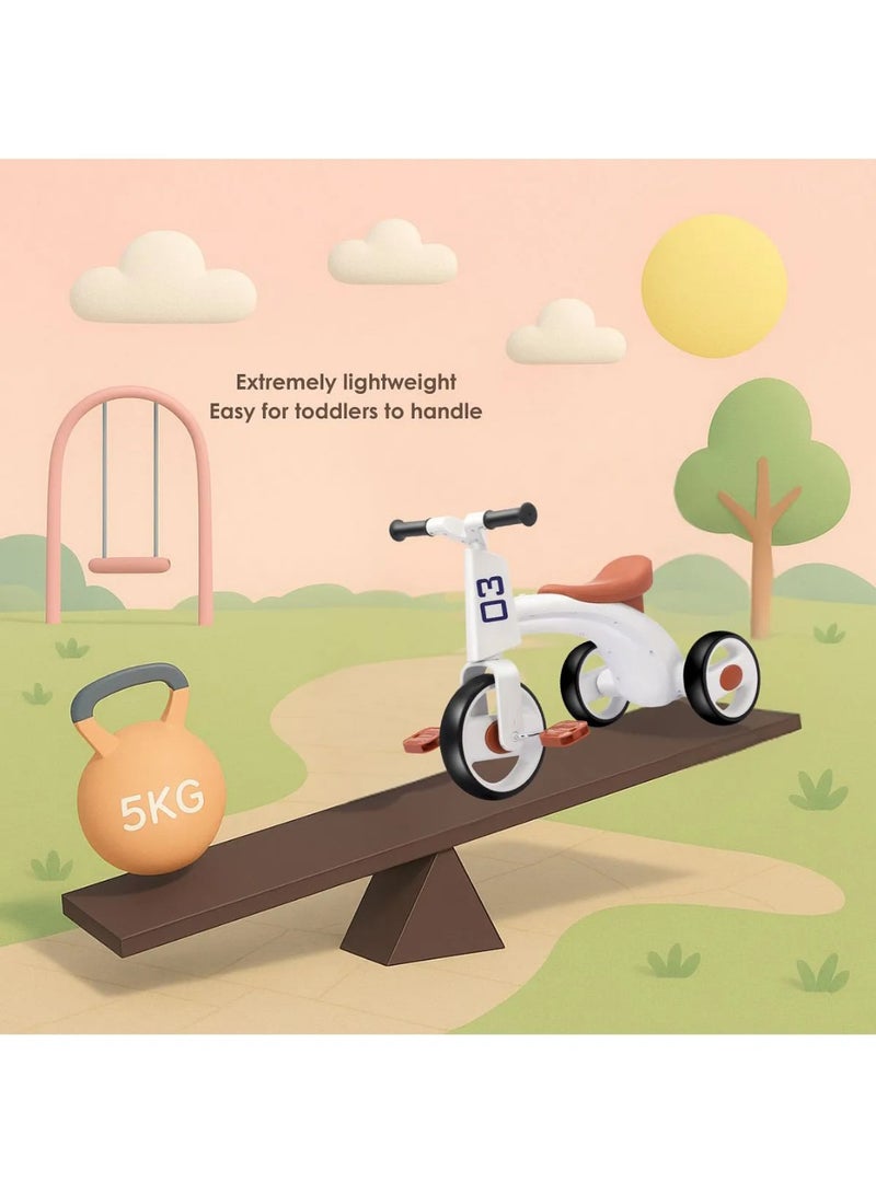 Children's Three Wheeled Tricycle with Wider Seat Anti-Skid Wheels and Music White - Image 5