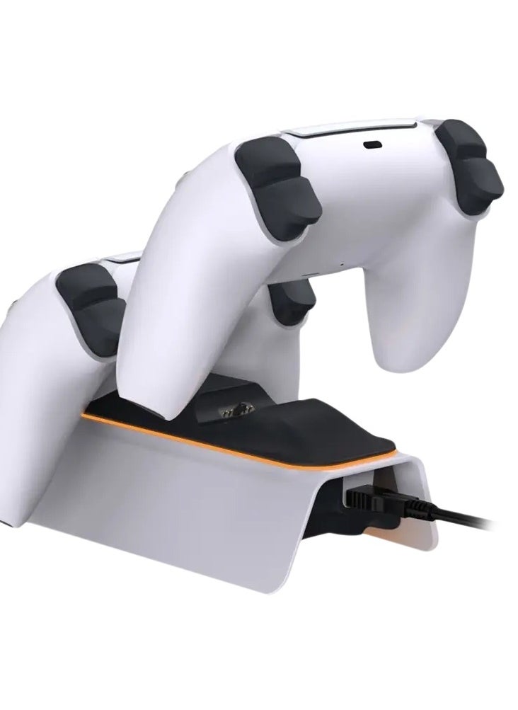 Generic - Dual Charging Dock for PS5 Controllers – Fast & Efficient Charging Station with LED Indicators – Compact & Sleek Design (White) - Image 1
