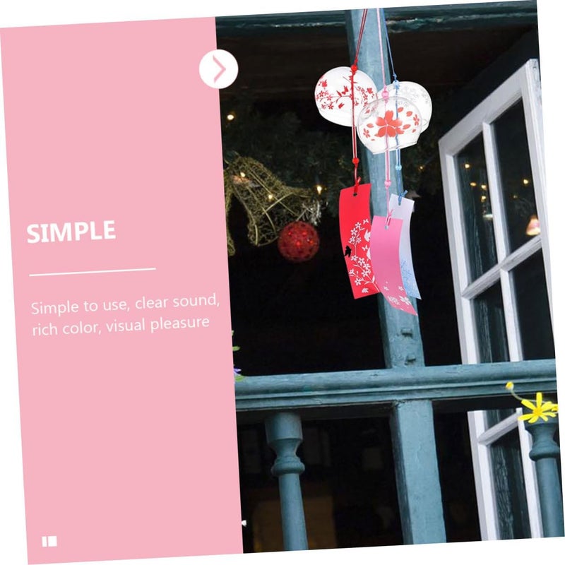 Lurrose 3pcs Japanese Glass Wind Bells Hanging Chimes for Home Balcony Decor Melodious Stress Relief Lightweight Cherry Blossom Flower Ornaments for Birthday and Living - Image 4