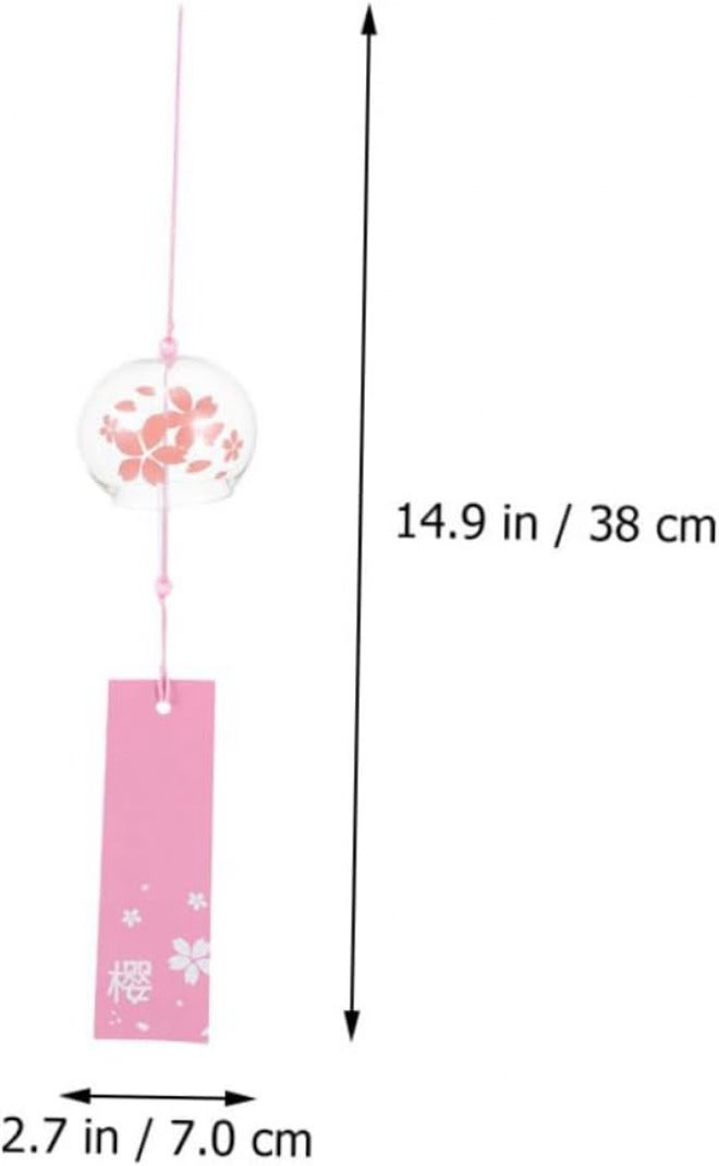 Lurrose 3pcs Japanese Glass Wind Bells Hanging Chimes for Home Balcony Decor Melodious Stress Relief Lightweight Cherry Blossom Flower Ornaments for Birthday and Living - Image 2