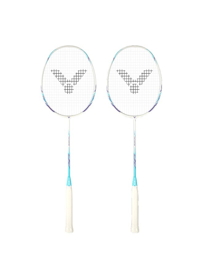 Victor Victor Tk-ares Carbon Fiber Badminton Racket Set (white, 2 Rackets With Strings And Grip)  - Image 4