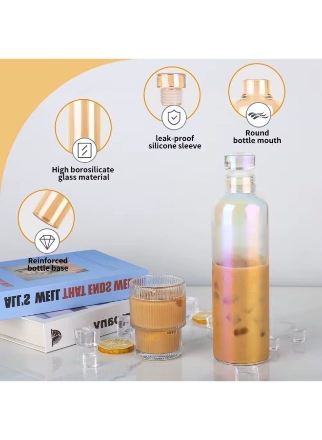 VIO Glass Water Bottle with Protective Fabric Sleeve Leakproof Clear Bottle with Carry Strap  Reusable Eco Friendly Drinking Bottle for Home Office Gym Travel - Image 4