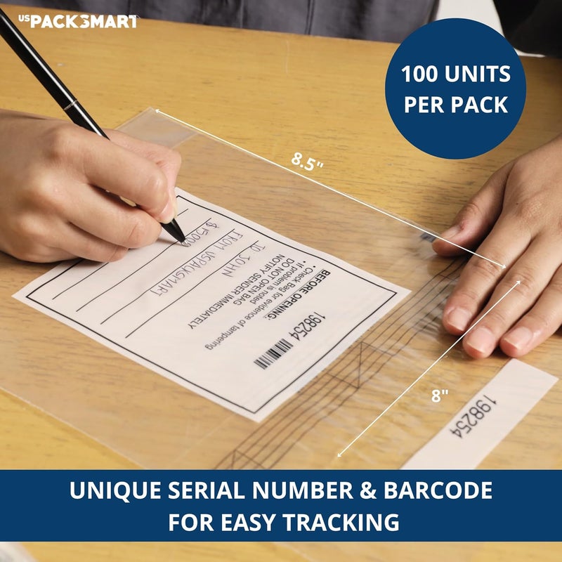 US PACK SMART Clear Bank Deposit Bags 8.5"x8" 100-pack | Secure Bank Cash Transmittal Envelopes for Cash, Coins, Credit Cards, Checks, and More | Numbered, Self-Sealing, and Permanent Adhesive - Image 4