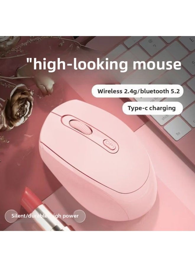 Laptop Universal Wireless Bluetooth Mouse Rechargeable Dual-Mode Mute Office Male Female-Specification:[lake Green] 2.4g Wireless Version★Silent Charging → Free Mouse Pad - Official Standard - Image 2