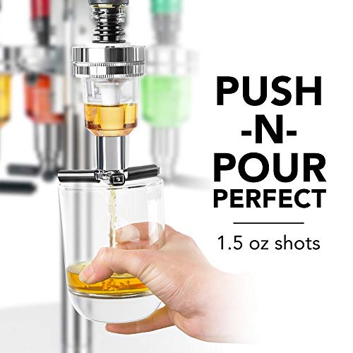 Final Touch 6-Bottle Liquor Dispenser - Gravity-Fed Shot Pourer for Perfect 1.5 oz Shots - Leak-Proof Design - Holds 6 Bottles up to 1 Liter Each - Aluminum Frame with Stylish Chrome Finish (FTA1816) - Image 4
