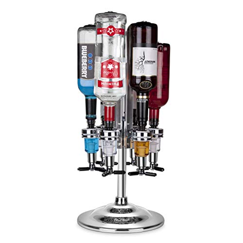 Final Touch 6-Bottle Liquor Dispenser - Gravity-Fed Shot Pourer for Perfect 1.5 oz Shots - Leak-Proof Design - Holds 6 Bottles up to 1 Liter Each - Aluminum Frame with Stylish Chrome Finish (FTA1816) - Image 1