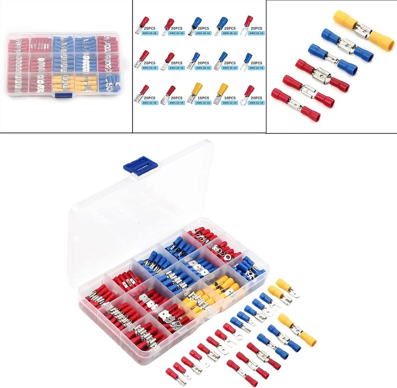 كلاراكو مجموعة متنوعة من 280 قطعة من أطراف توصيل الأسلاك الكهربائية المعزولة، حلقات توصيل، أطراف توصيل مسطحة، معبأة في علبة بلاستيكية - Image 5