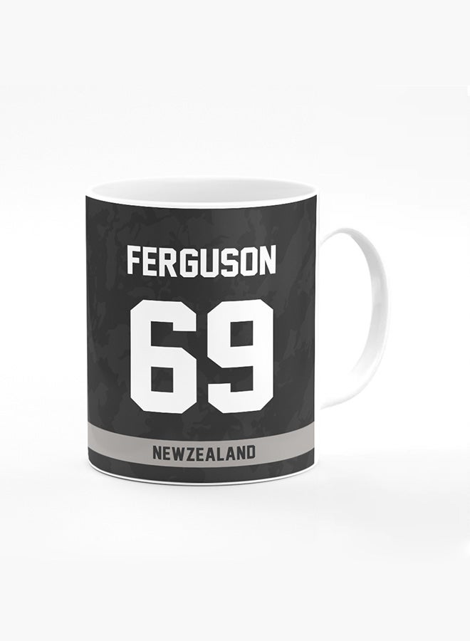 Stylizedd Designer Printed Coffee Mug with Heavy Duty Handle 11oz Ceramic Personalised Gift Mugs Cup [Microwave Safe & Dishwasher Proof ] - Cricket Player - Lockie Ferguson, Jersey Number - 69 - Image 1
