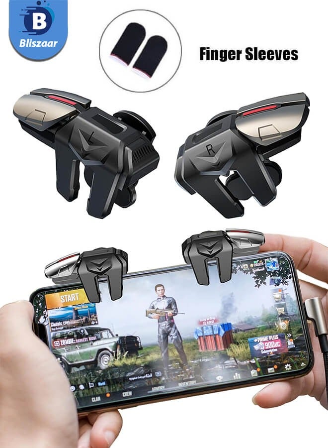 Bliszaar Mobile Phone Controller for Android & iPhone with 2 Finger Sleeves, 6 Trigger Game Controller Compatible with PUBG Mobile, Phone Triggers for Gaming with Sensitive Shoot and Aim  - Image 1
