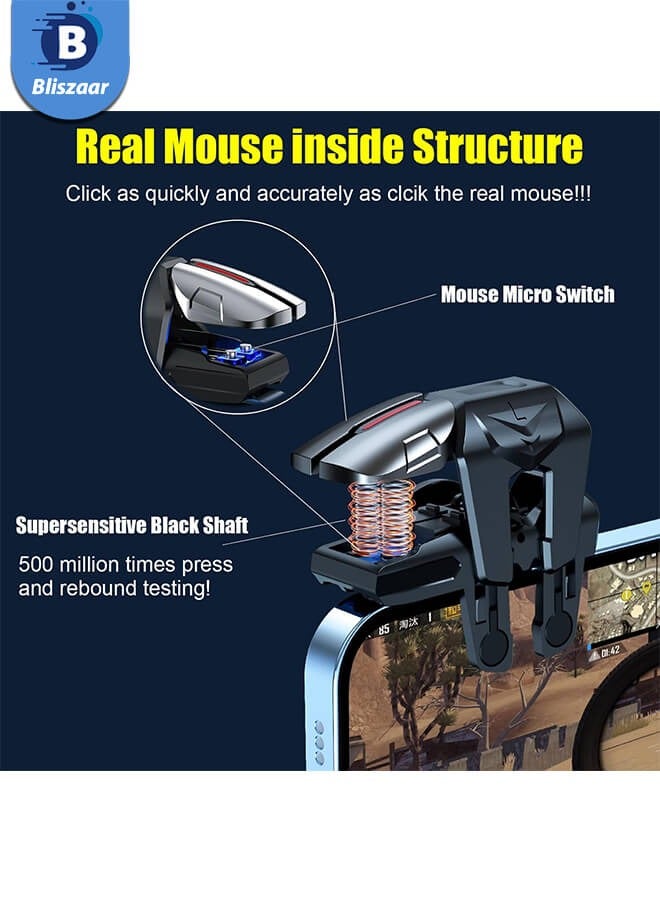 Bliszaar Mobile Phone Controller for Android & iPhone with 2 Finger Sleeves, 6 Trigger Game Controller Compatible with PUBG Mobile, Phone Triggers for Gaming with Sensitive Shoot and Aim  - Image 3