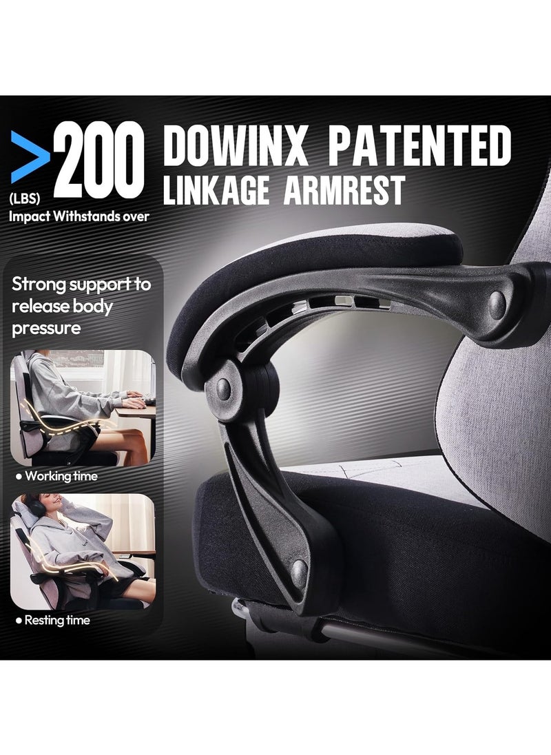 Chulovs - Chulovs Gaming Chair, featuring a Spring-Loaded Fabric Seat, Ergonomic High-Back Design with Foot Rest for Adults, and Lumbar Support, Pivots for Optimal Comfort in Office & Gaming Settings - Image 1
