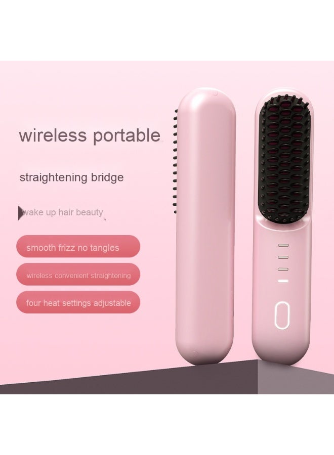 Portable Wireless Negative Ion Hair Straightening Brush, Rechargeable Cordless Flat Iron, Mini Straightening Comb for Travel, 2-in-1 Hair Straightener and Curling Wand. - Image 2