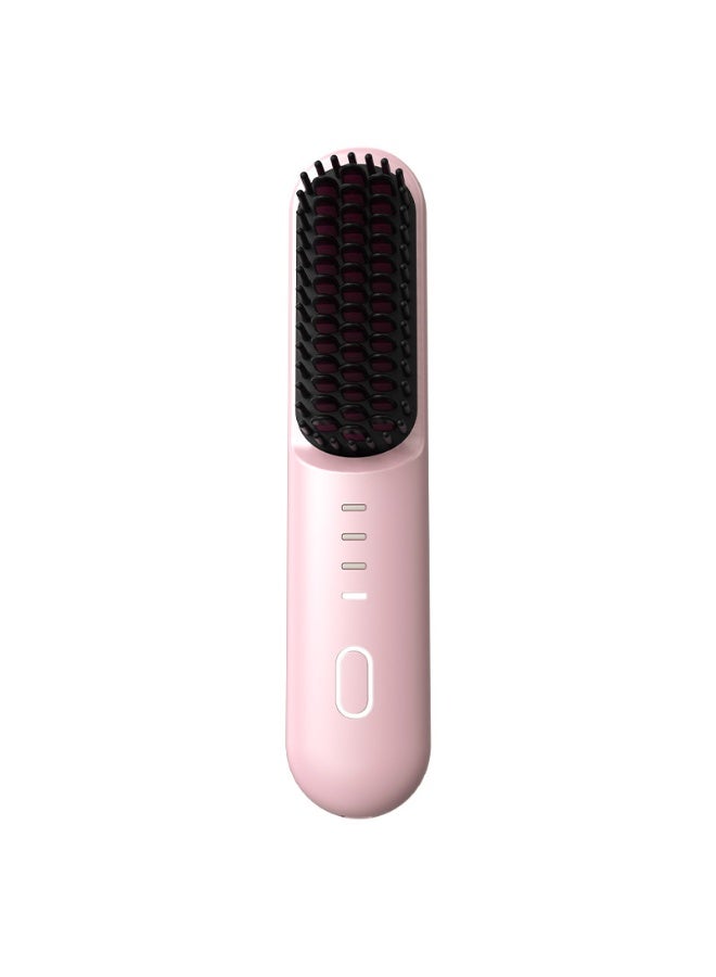 Portable Wireless Negative Ion Hair Straightening Brush, Rechargeable Cordless Flat Iron, Mini Straightening Comb for Travel, 2-in-1 Hair Straightener and Curling Wand. - Image 1