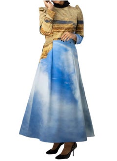 UniqueGraphy Mountain High waist Puff Shoulders Printed Dress from UniqueGraphy  - Image 2