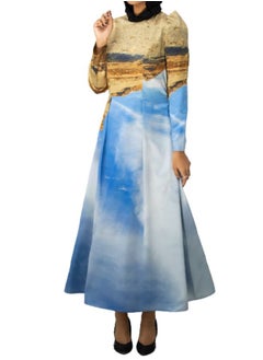UniqueGraphy Mountain High waist Puff Shoulders Printed Dress from UniqueGraphy  - Image 1