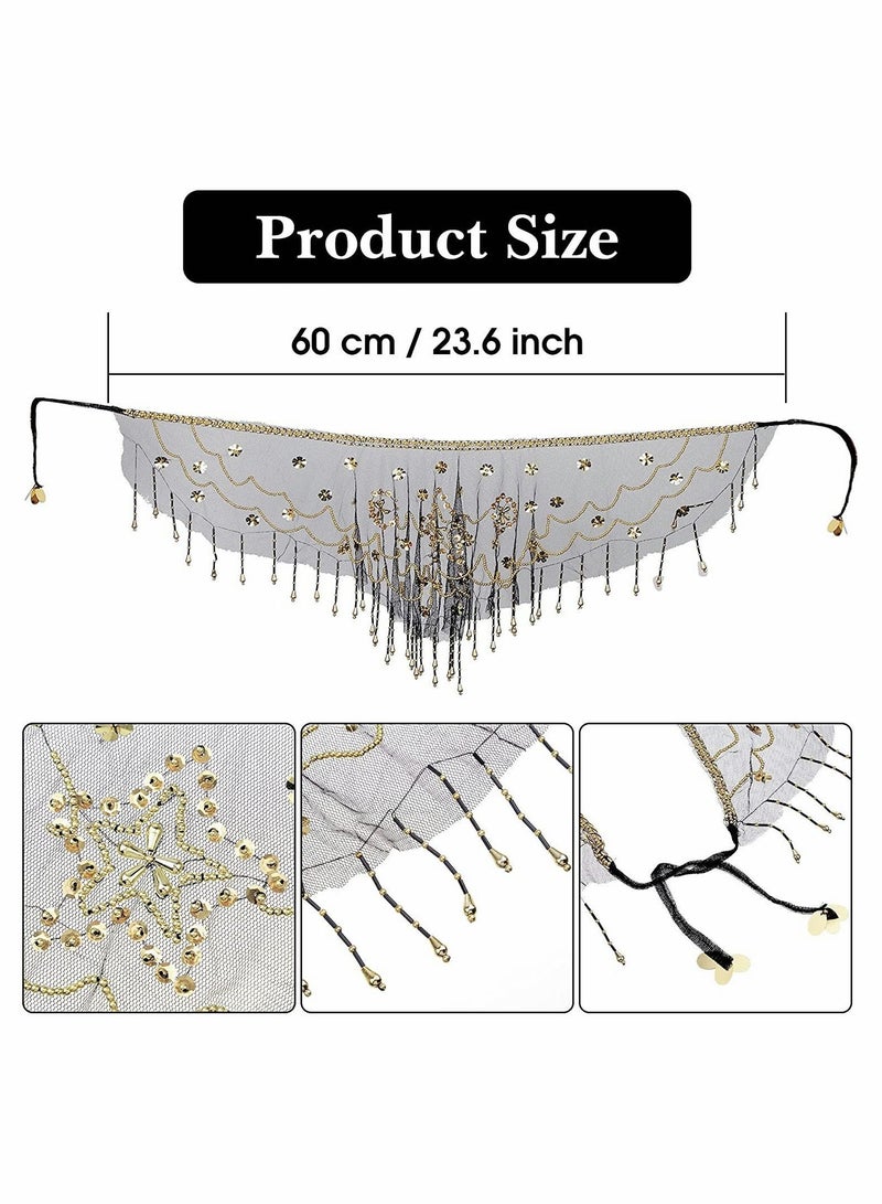NIBEMINENT Women Belly Dance Face Veil, Veil Beads Sequins - Image 2