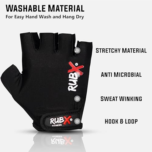 RUBX Gym Gloves for Men & Women – Half Finger Workout Gloves for Weightlifting, Training, Fitness,Biking,Hand Protection & Grip Strength – Gym Accessories (Grey & Black Size-L) - Image 4