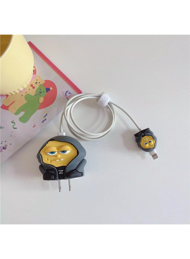 2024 Four-piece Charger Protective Cover For Apple 15 Fast Charging Protective Cover 18W/20W Charger-Specifications:99. Sweatshirt Sponge (set Of Four) Big And Small Heads + 1.4m Wire Rope + Tie - Image 1