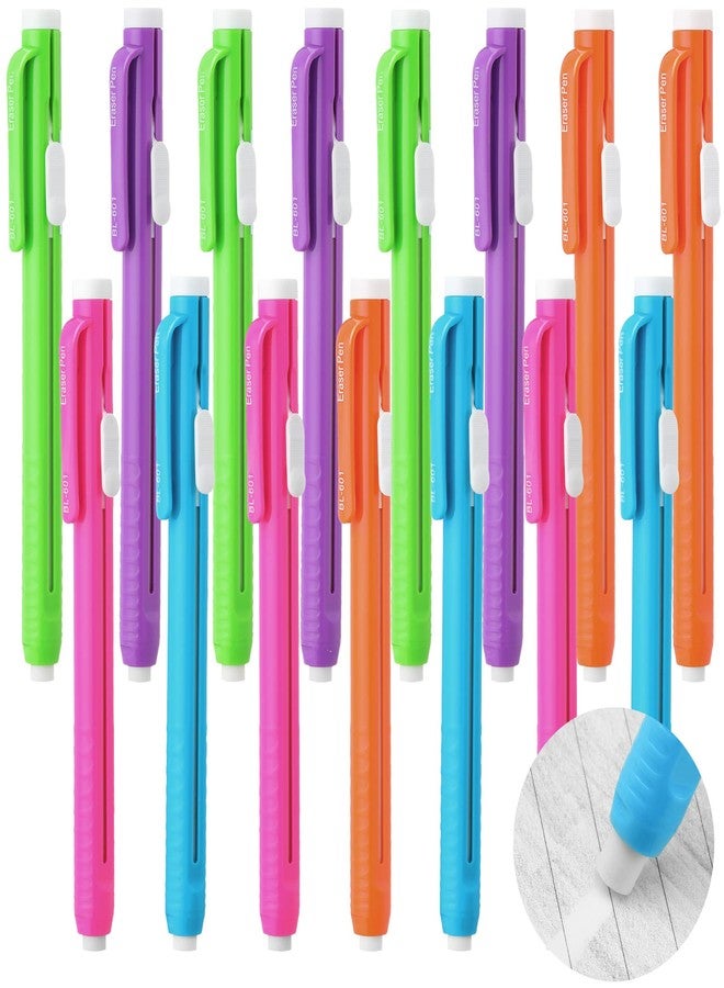Teling 30 Pcs Retractable Mechanical Eraser Pen, School Pen-Style Erasers Pencil Click Bulk for School Office Painting Writing Drawing Drafting Sketching Adults Kids Supplies(Multicolor) - Image 1