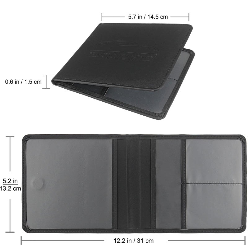 LumiMokki Car Registration and Insurance Holder, Leather Registration and Insurance Card Holder, Vehicle Glove Box Organizer - For Documents, Cards, License (Black) - Image 2