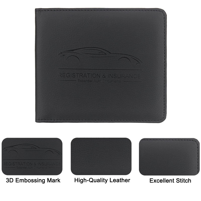 LumiMokki Car Registration and Insurance Holder, Leather Registration and Insurance Card Holder, Vehicle Glove Box Organizer - For Documents, Cards, License (Black) - Image 5