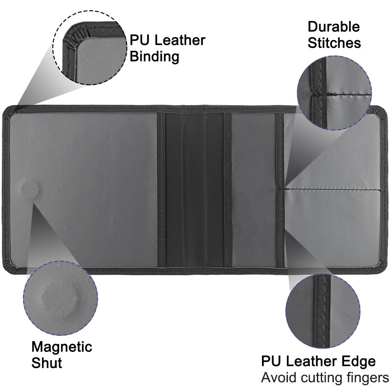 LumiMokki Car Registration and Insurance Holder, Leather Registration and Insurance Card Holder, Vehicle Glove Box Organizer - For Documents, Cards, License (Black) - Image 3