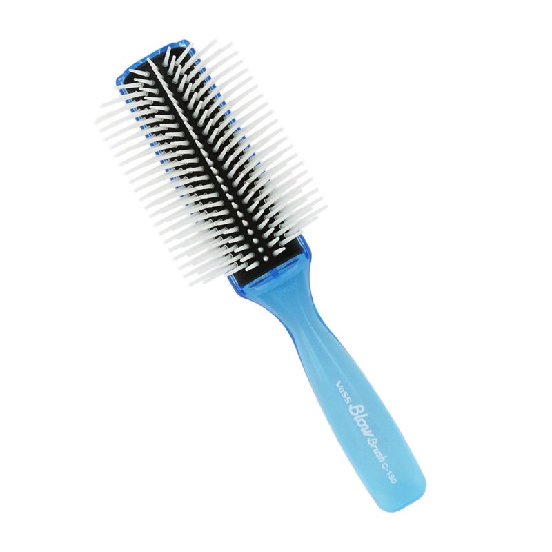 VESS Blow and Styling Hair Brush Wide 9 Row Round Type Light weight Made in JapanC150 Flash Blue