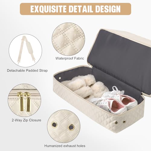 Attmu Extra Large Travel Duffel Bag, Weekender Bags for Women with Shoe Compartment, Personal Item Travel Bag with Wet Pocket for Carry On Overnight, Gym, Airplanes and Hospital Bag Beige - Image 4
